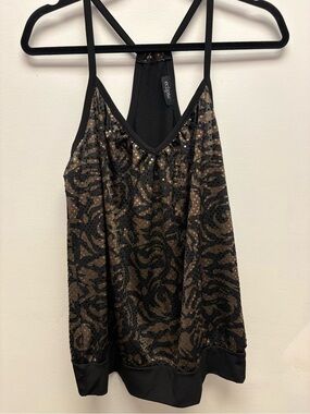 4 for $25 ✨ Eclipse Bronze & Black Sequin Racerback Tank | Medium